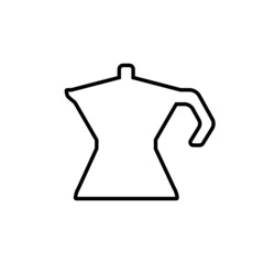 Retro italian coffee maker. Geyser silhouette, moka black outline icon. Coffee concept. Flat isolated on white symbol, sign for: illustration, logo, app, design web, dev, ui, ux, gui. Vector EPS 10 