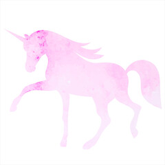 pink unicorn watercolor silhouette isolated