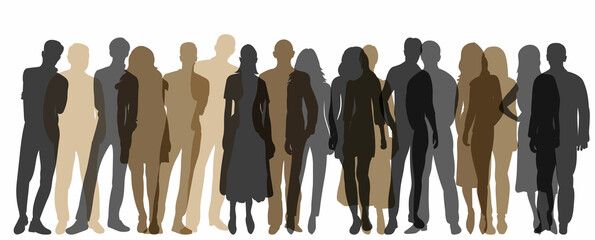people stand  silhouette isolated, vector