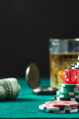 Casino and Betting Background. Poker Game Objects