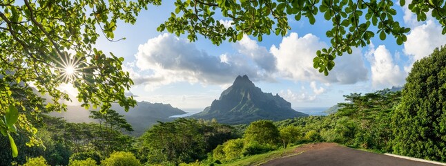 Mont Rotui seen from the Belvedere Lookout, Moorea island, French Polynesia