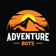 Mountain adventure boys outdoor ready made logo vector isolated. Best for outdoor related activity logo