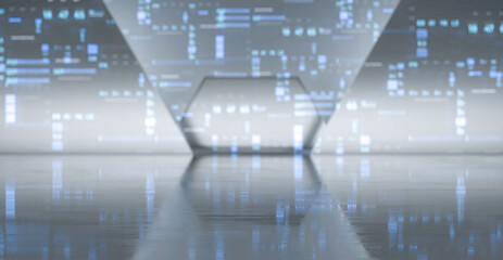 Elegant futuristic Showroom Background. Future modern design Showcase Stage. 3D Rendering