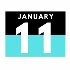 January 11 . Flat daily calendar icon .date ,day, month .calendar for the month of January