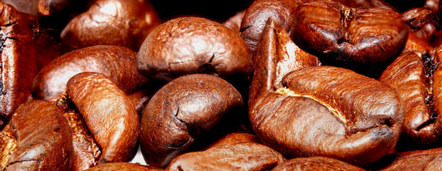 Sharp ultra macro of coffee beans in detail, processed with focus stacking