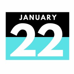 January 22 . Flat daily calendar icon .date ,day, month .calendar for the month of January