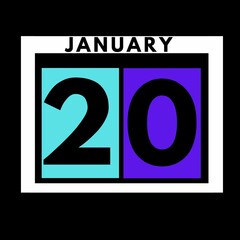 January 20 . colored flat daily calendar icon .date ,day, month .calendar for the month of January
