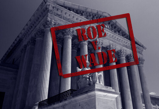Roe V Wade stamp with the United States Supreme Court in background