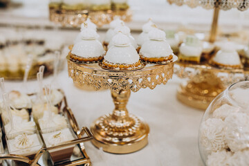 Wedding food tables at a restaurant with decorations