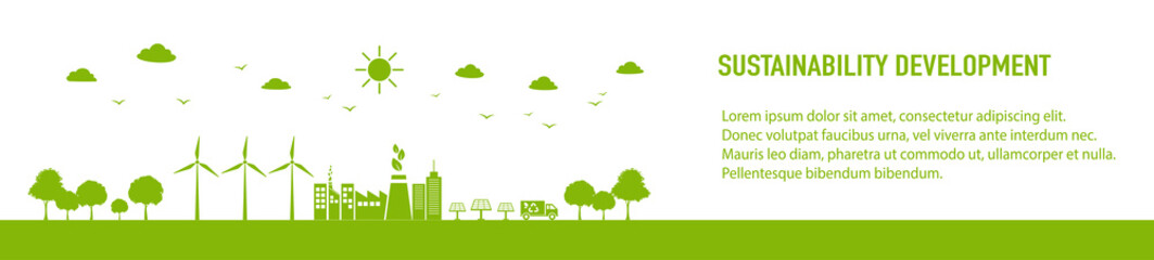 Fototapeta Banner background for Eco friendly, Sustainability development concept and World environmental day, Vector illustration obraz
