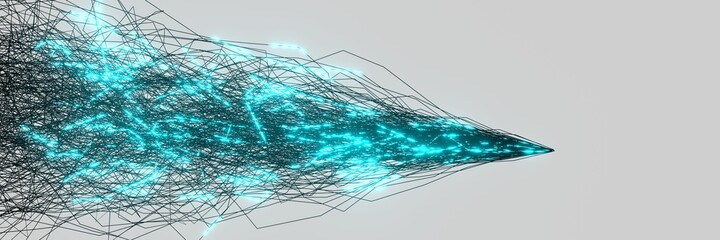 Abstract glowing light lines sparkling energy background 3D rendering