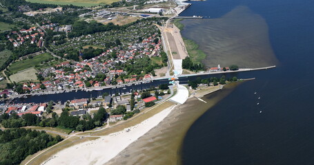 Greifswald-Wieck,  Mündung der Ryck in den Greifswalder Bodden, Sperrwerk 2016