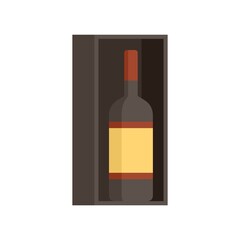 Gift wine bottle icon flat isolated vector