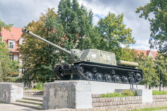 Malbork, Poland - August 26, 2021: ISU-122, self-propelled gun.