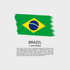 BRAZIL flag with paint brush, national day background square