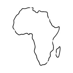 Africa map outline graphic freehand drawing on white background. Vector illustration.