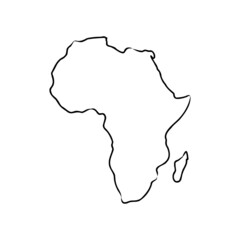 Africa map outline graphic freehand drawing on white background. Vector illustration.