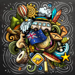 Australia cartoon vector doodle chalkboard illustration