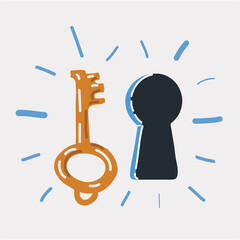 Vector illustration of Keyhole and golden key