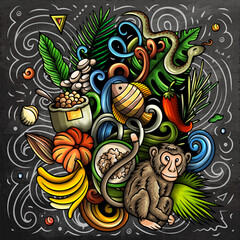 Suriname cartoon vector doodle chalkboard illustration