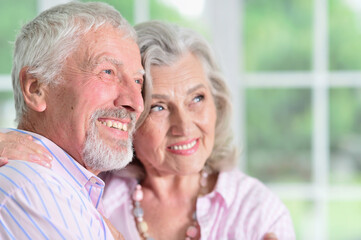 portrait of happy senior couple at home