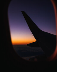 sunset from an airplane window