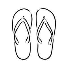 slates flip flops shoes accessories vector illustration hand-drawn doodle sketch separately on a white background sea ocean travel vacation holidays abstraction stylization summer