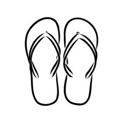 slates flip flops shoes accessories vector illustration hand-drawn doodle sketch separately on a white background sea ocean travel vacation holidays abstraction stylization summer