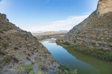 View from Santa Elena Canyon at Rio Grande in Big Bend National Park, Texas, USA