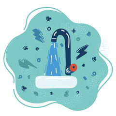 Vector illustration of Running water from the tap