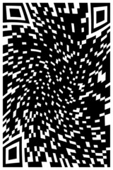 Technology of Electronic QR Code. Abstract Black and White Pattern with Squares. Checkered Spiral and Chessboard Icon. Raster Illustration
