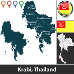 Map of Krabi, Thailand