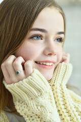 Close up portrait of beautiful teen girl