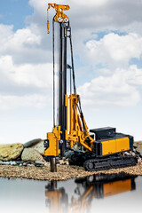 Powerful hydraulic drilling rig. Installation of bored piles. Foundations and foundations. Soil strengthening for building construction. Drilling in the ground. Technologies.