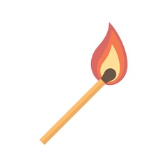 Burning match stick icon flat isolated vector