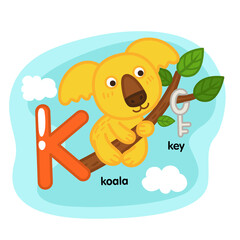 Alphabet Isolated Letter K-koala-key illustration,vector