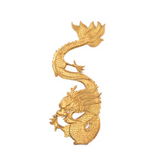 golden chinese dragon figure isolated on white background