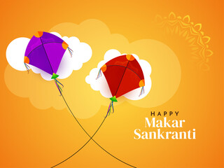 Makar Sankranti festival colorful kites background design