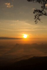 Fototapeta na wymiar Sunrise at Phukradung National Park, Thailand