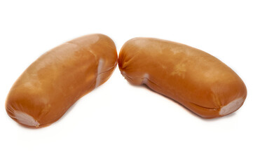 Juicy sausages on a white isolated background