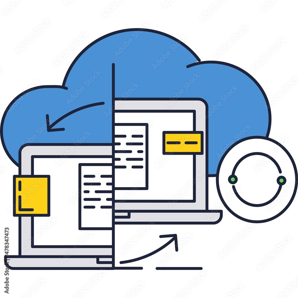 Aufkleber cloud synchronize icon content data syncing vector