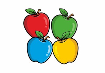 Four colors of apple fruit illustration