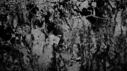 dark grunge black white abstract plastered cement concrete wall texture background