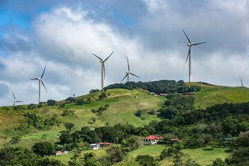 Windmills and green landscape, Tejona Wind Farm, Tilaran, Lake Arenal, Costa Rica