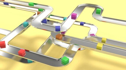 Parcel sorting station Delivery distribution center Goods warehouse Product logistics Modern motion graphic able to loop seamless 4k