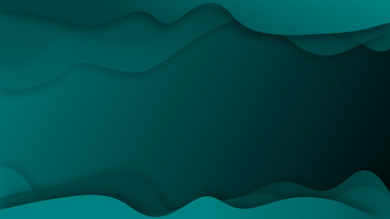 Waves gradient abstract background at the top and bottom of emerald green colors of 2022 year concept with smooth movement and copy space