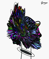 vector grunge abstract knight face 