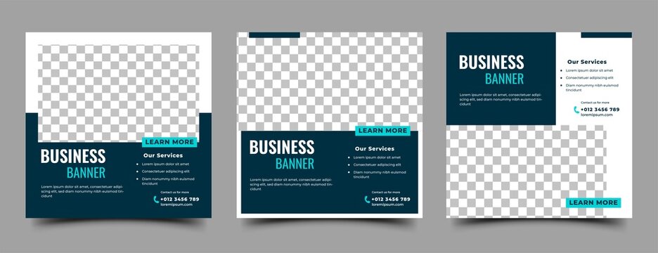 Set of Editable social media post template design for business promotion.