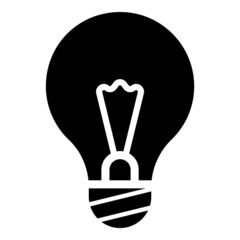 Lightbulb Glyph Flat Icon Isolated On White Background