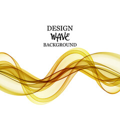 Abstract vector wave lines of gold color, flowing wave on a white background.